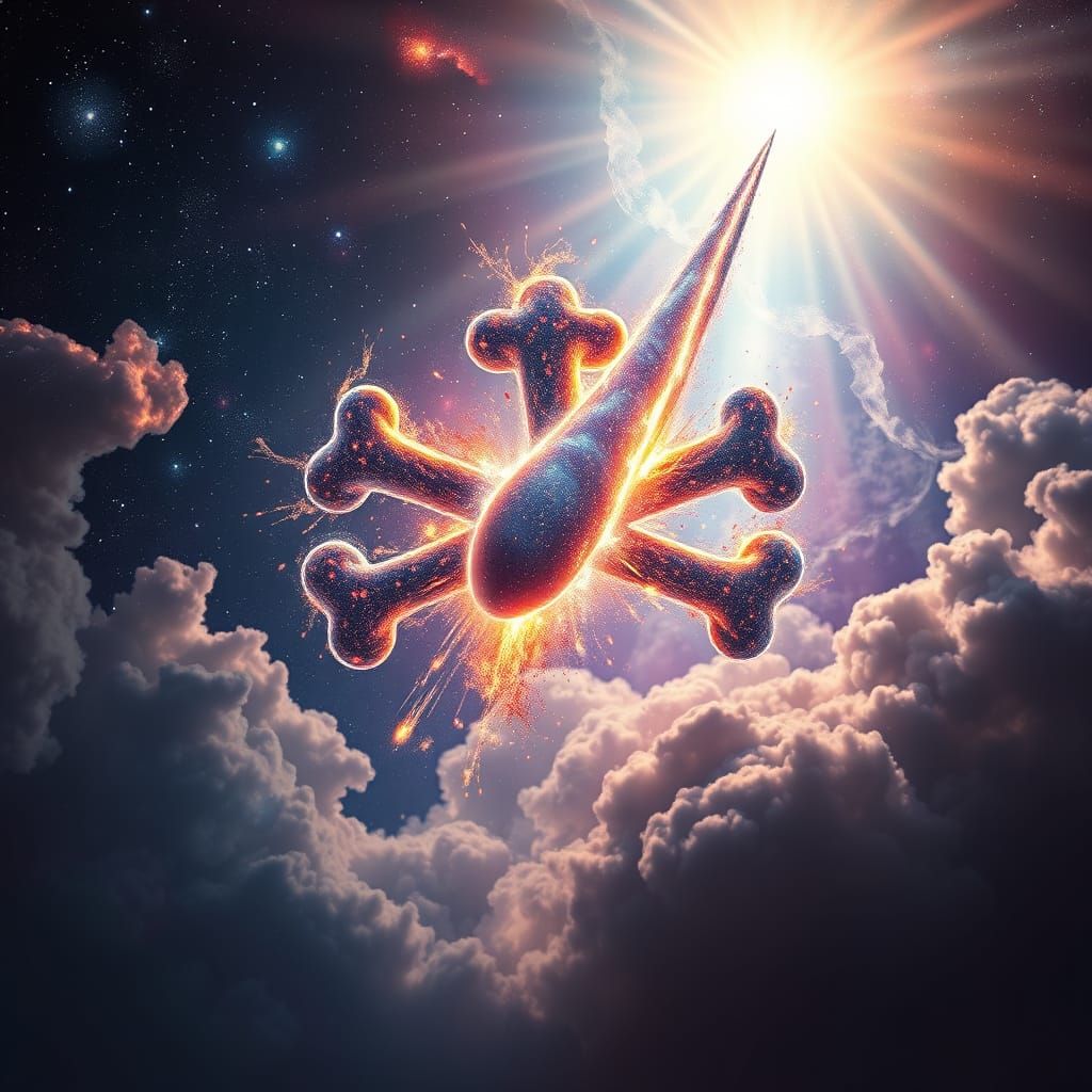 Cosmic Cross Bones in Ethereal Surrealist Astrophotography