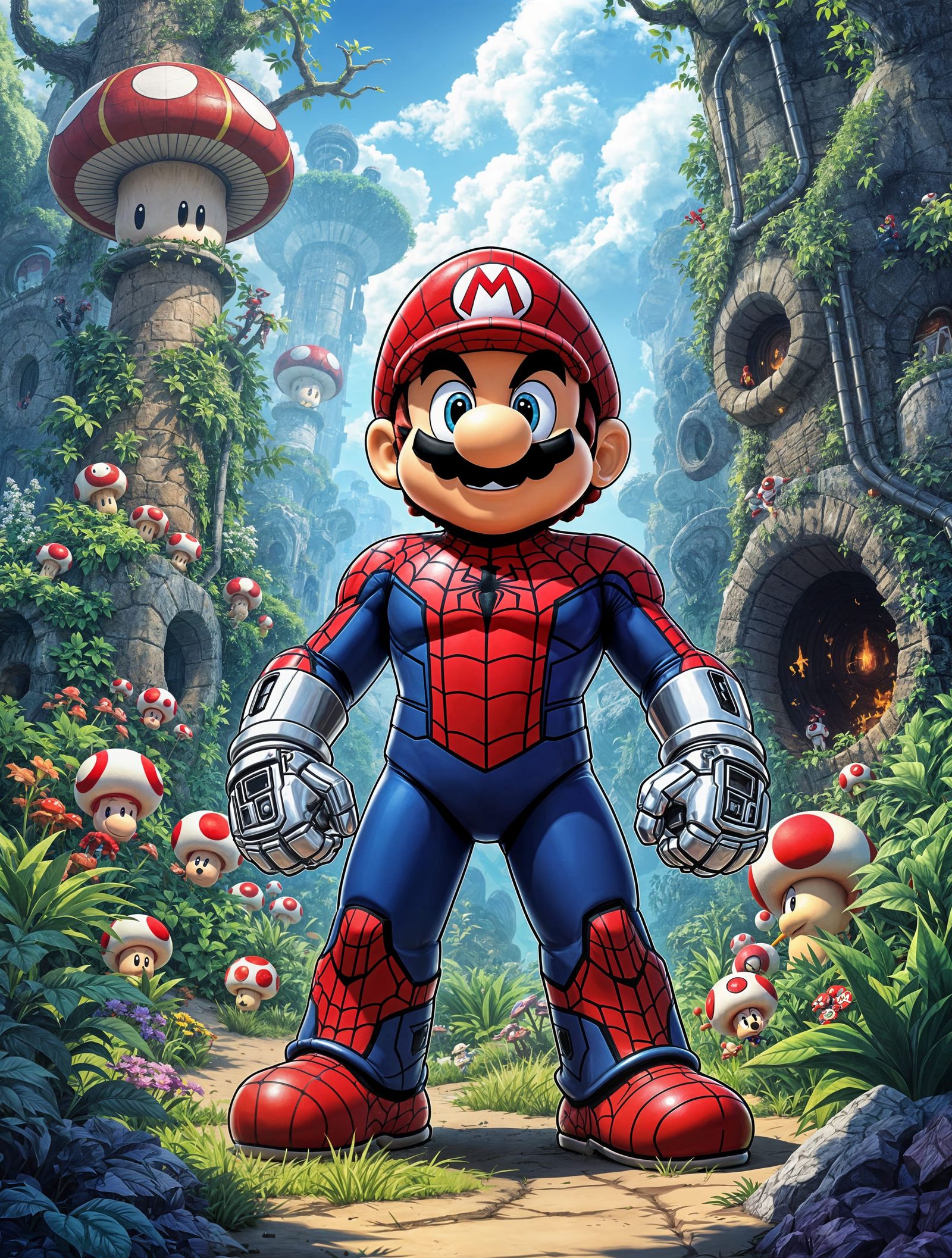 Mario in Spider-Man Costume in the Mushroom Kingdom