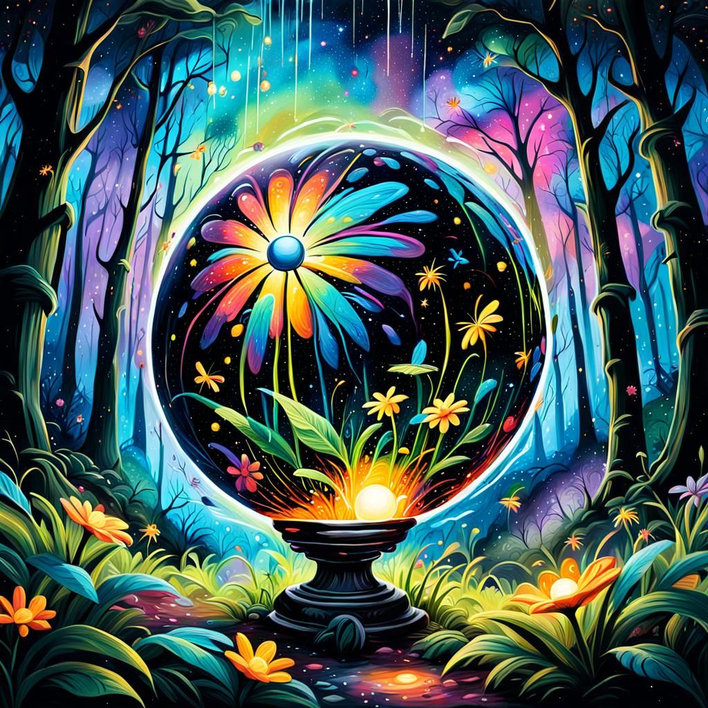 Magical Orb Containing Forest in Graffiti Art Style