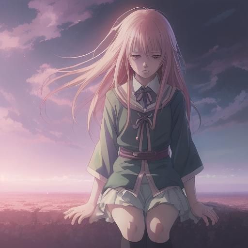 Sad Child in Anime Key Visual Style