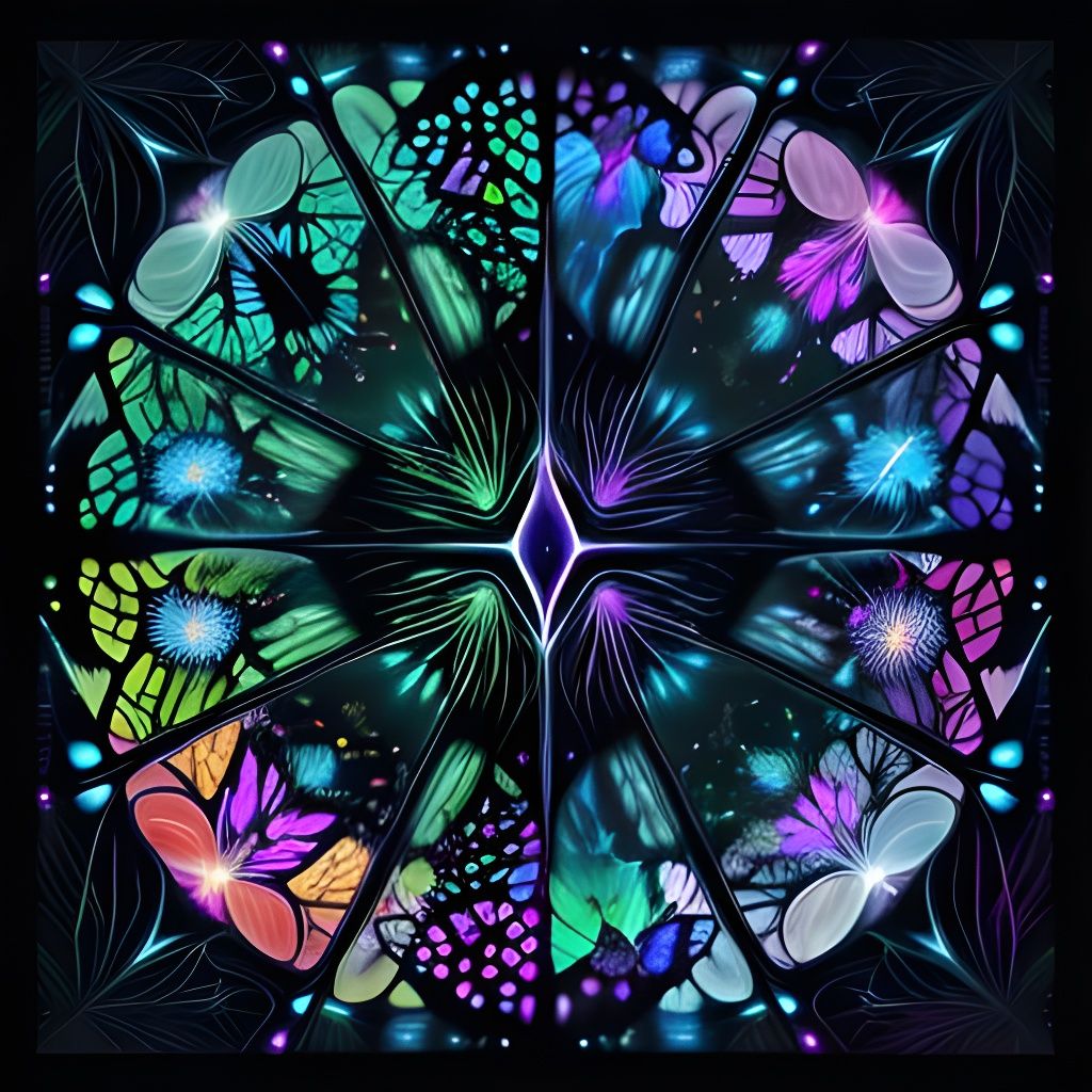 Bioluminescent Butterfly Fairy in Psychedelic Forest