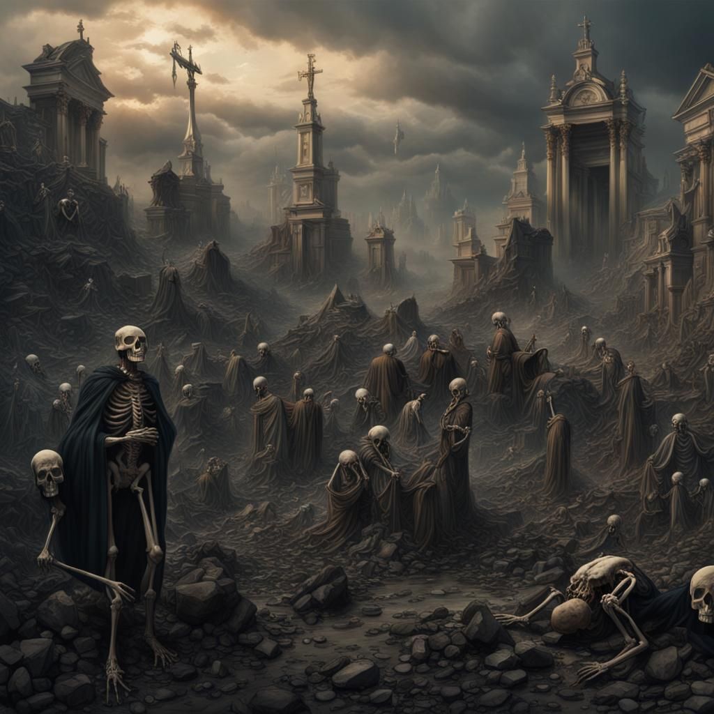 Skeletons Rise on Judgment Day: Digital Matte Painting