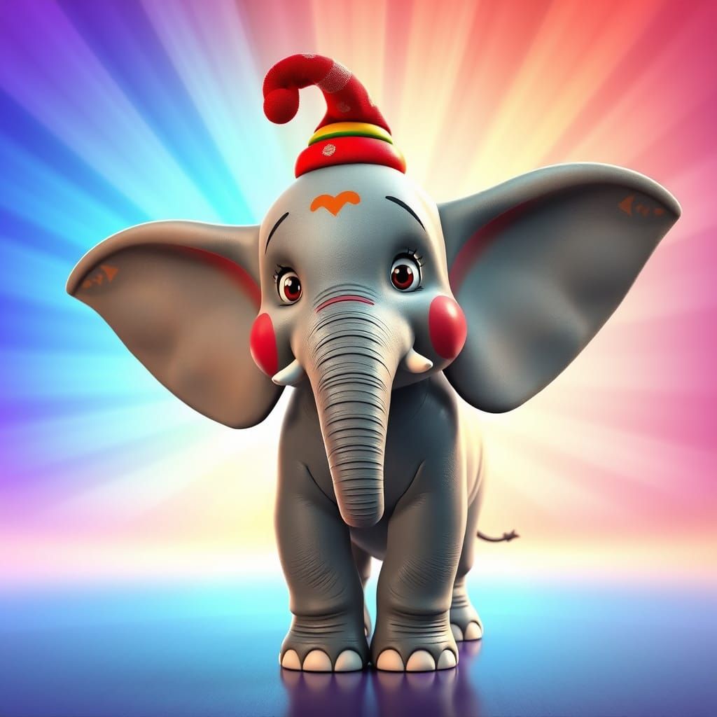 Disney's Dumbo in a Vibrant Clown Face Concept Art