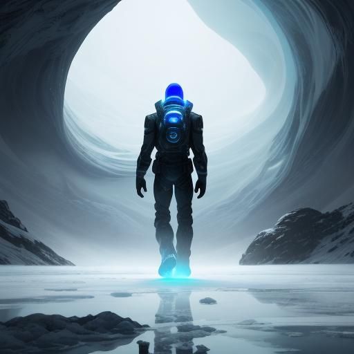 Alien Nomad on Ice Planet: Digital Sci-Fi Art
