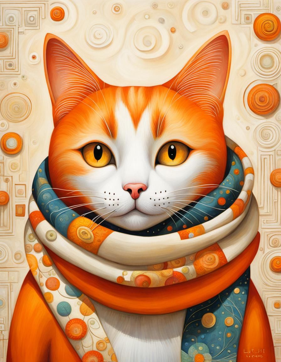 Whimsical 3D Cat with Scarf