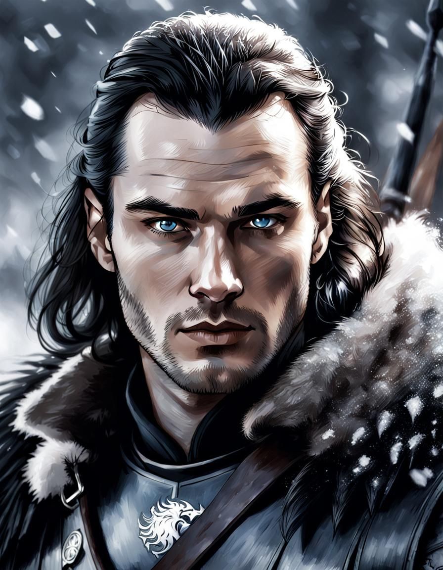Jon Snow Portrait Atop The Wall