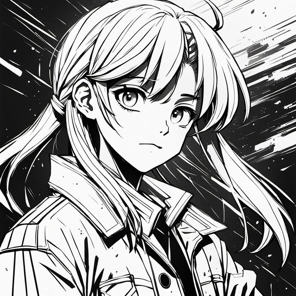 Monochrome Manga-Style Anime Sketch Art