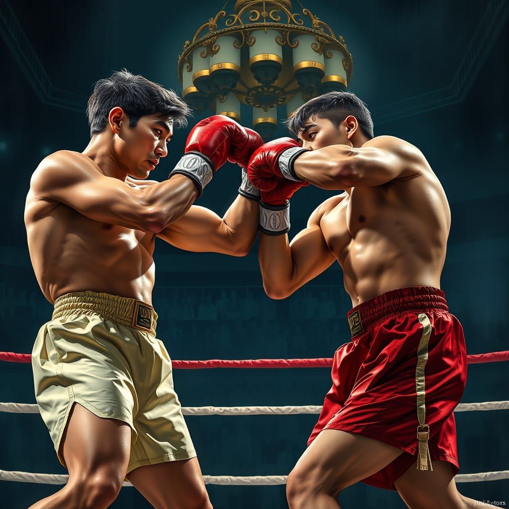 Realistic Boxing Scene in Vibrant American Style