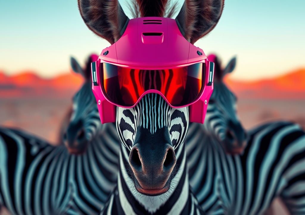 Exotic Pink Zebra Supermodel in Surreal Style