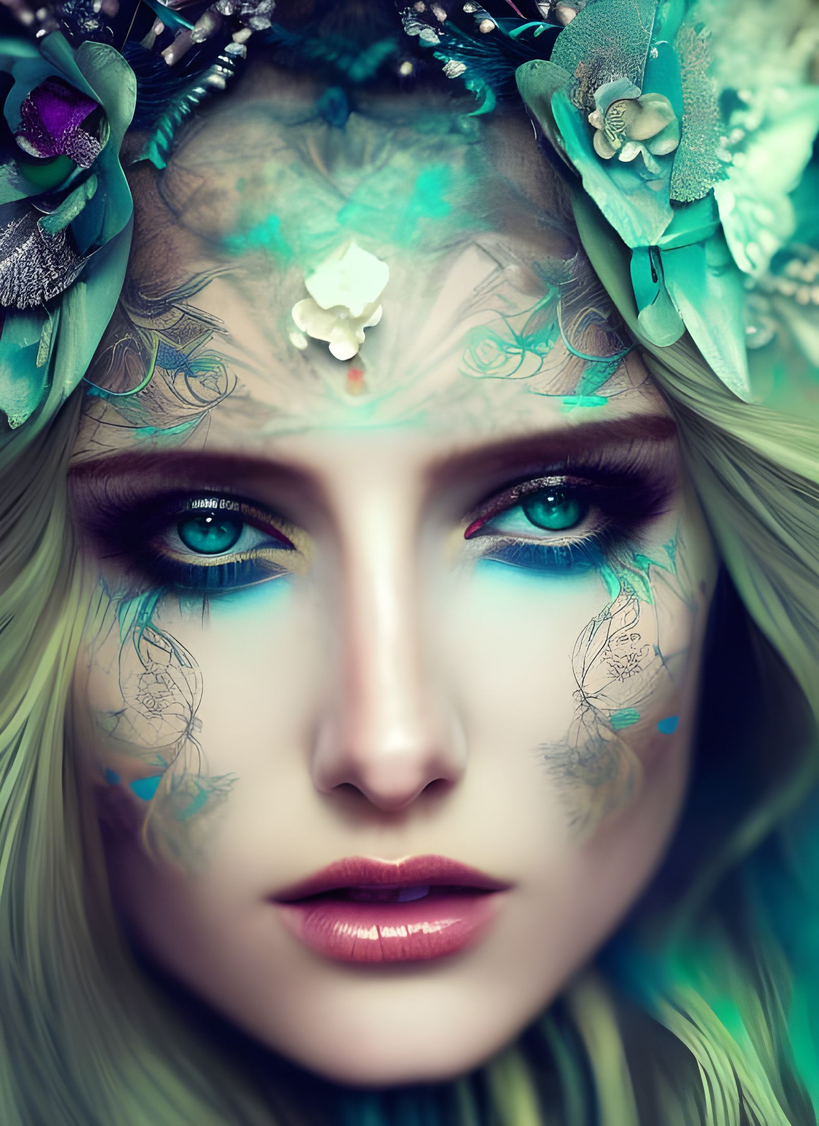 Detailed Elf Goddess with Bioluminescent Eyes in 8K