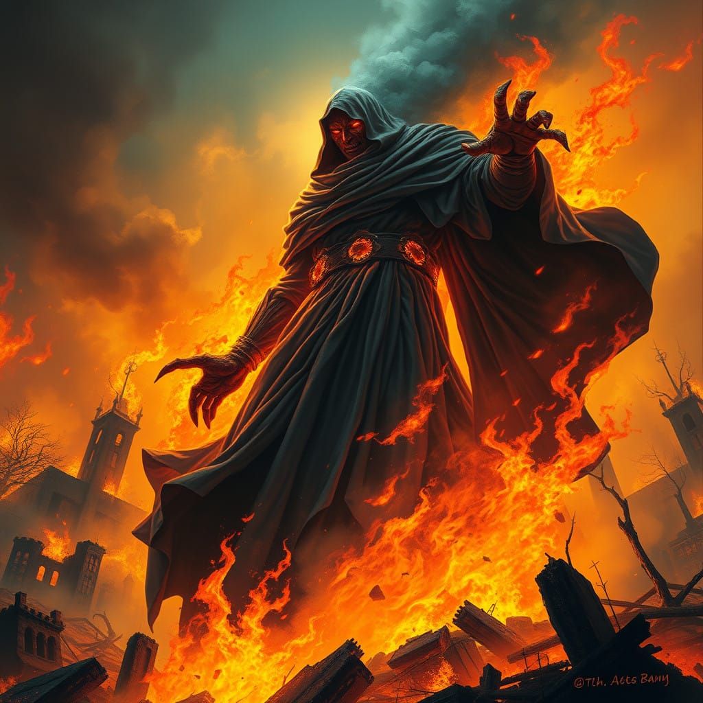 Fiery God of Destruction Reigns Over Hellish Ruins