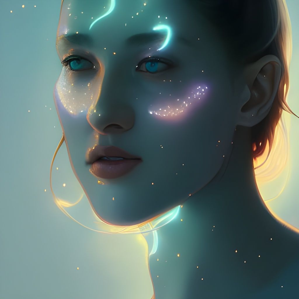 Ethereal Girl Bathed in Moonlight: Art Nouveau Portrait