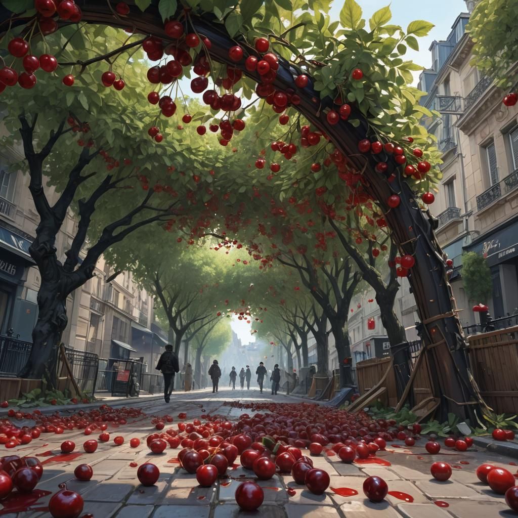 Paris Barricade Revolution: Cherry Time in Watercolors