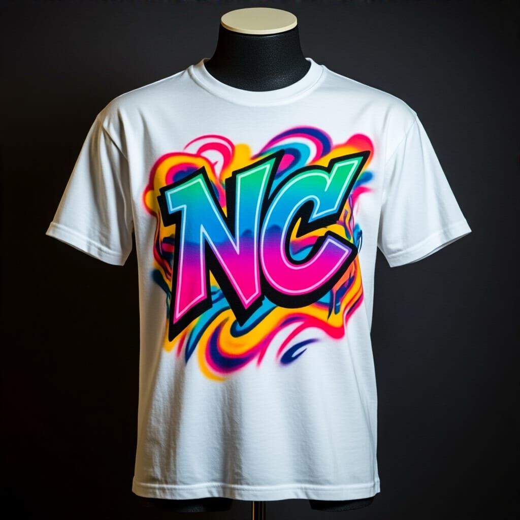 80s T-Shirt with Airbrushed Graffiti Art
