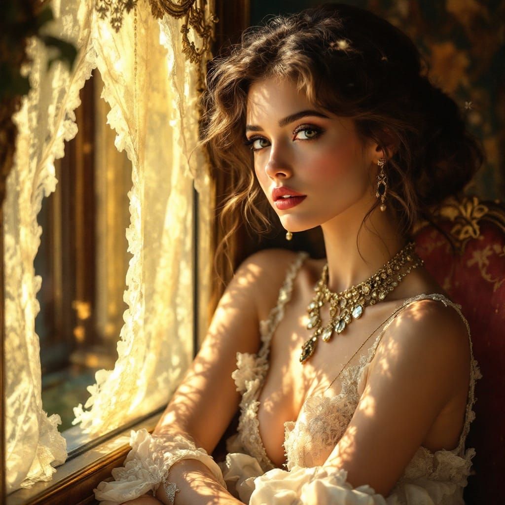 Ethereal Lady in Golden Luxe