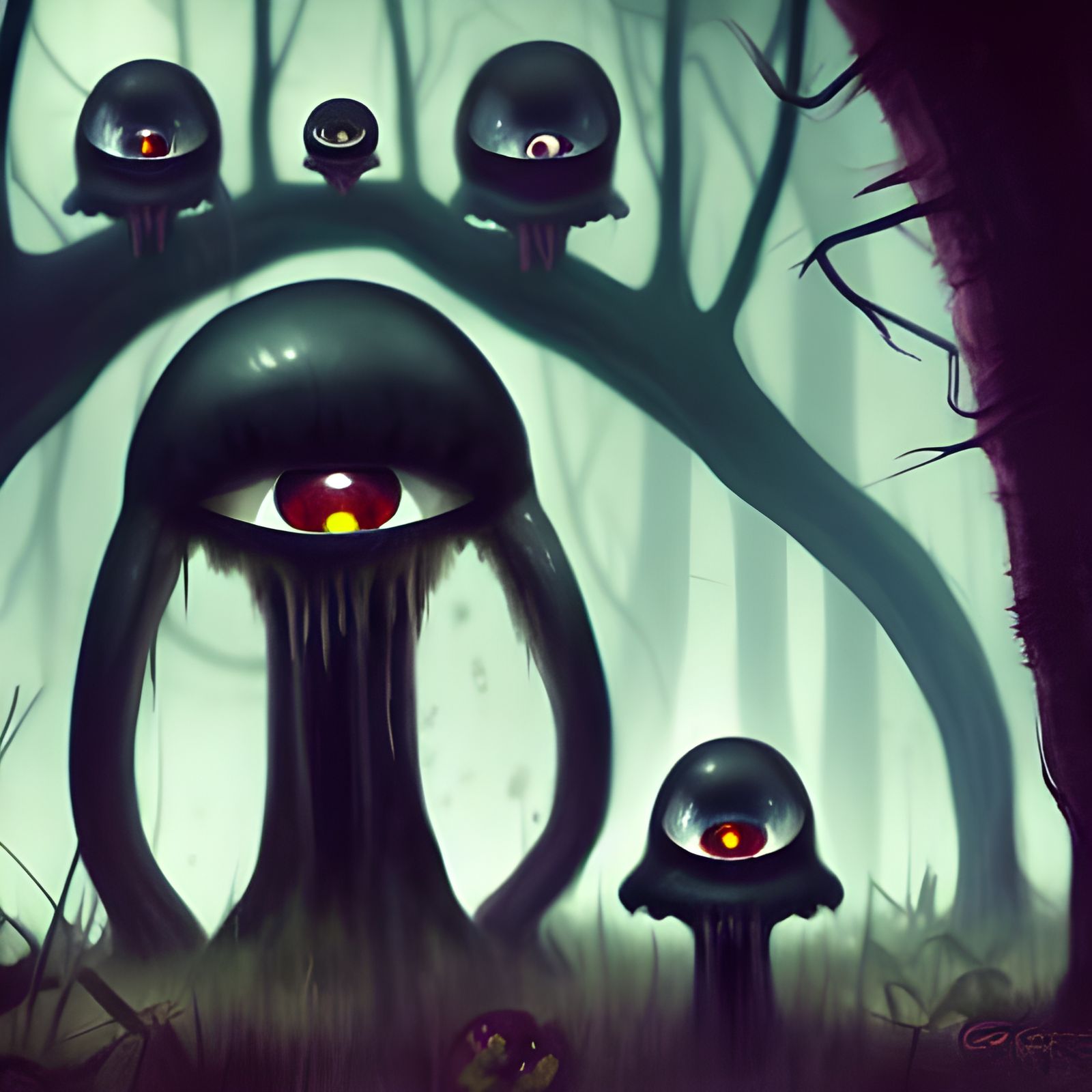 Creepy Mushroom Monster with Eyes