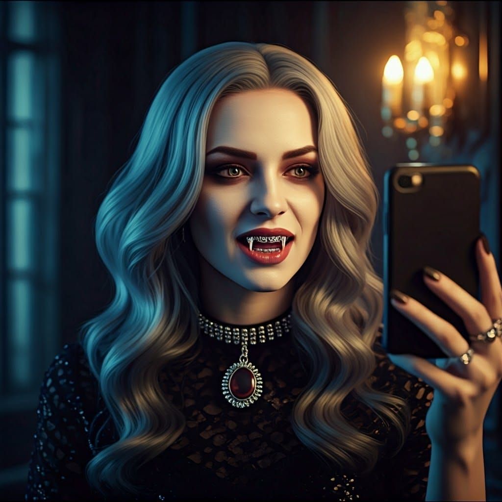 Ethereal Vampire Starlet Captured in Dark Glamour