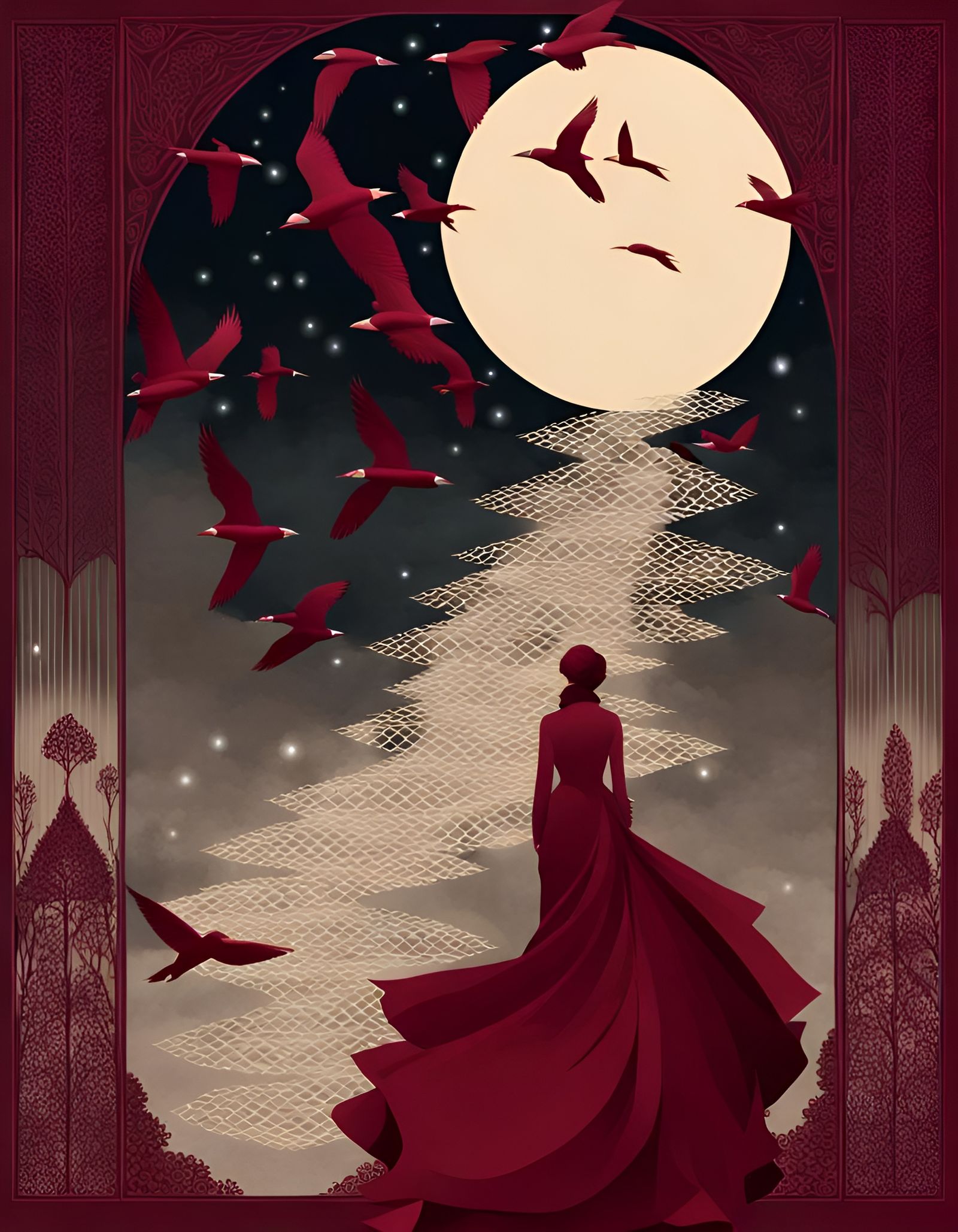 Quilledpunk Lightbirds in Bronzegilt Galactic Night