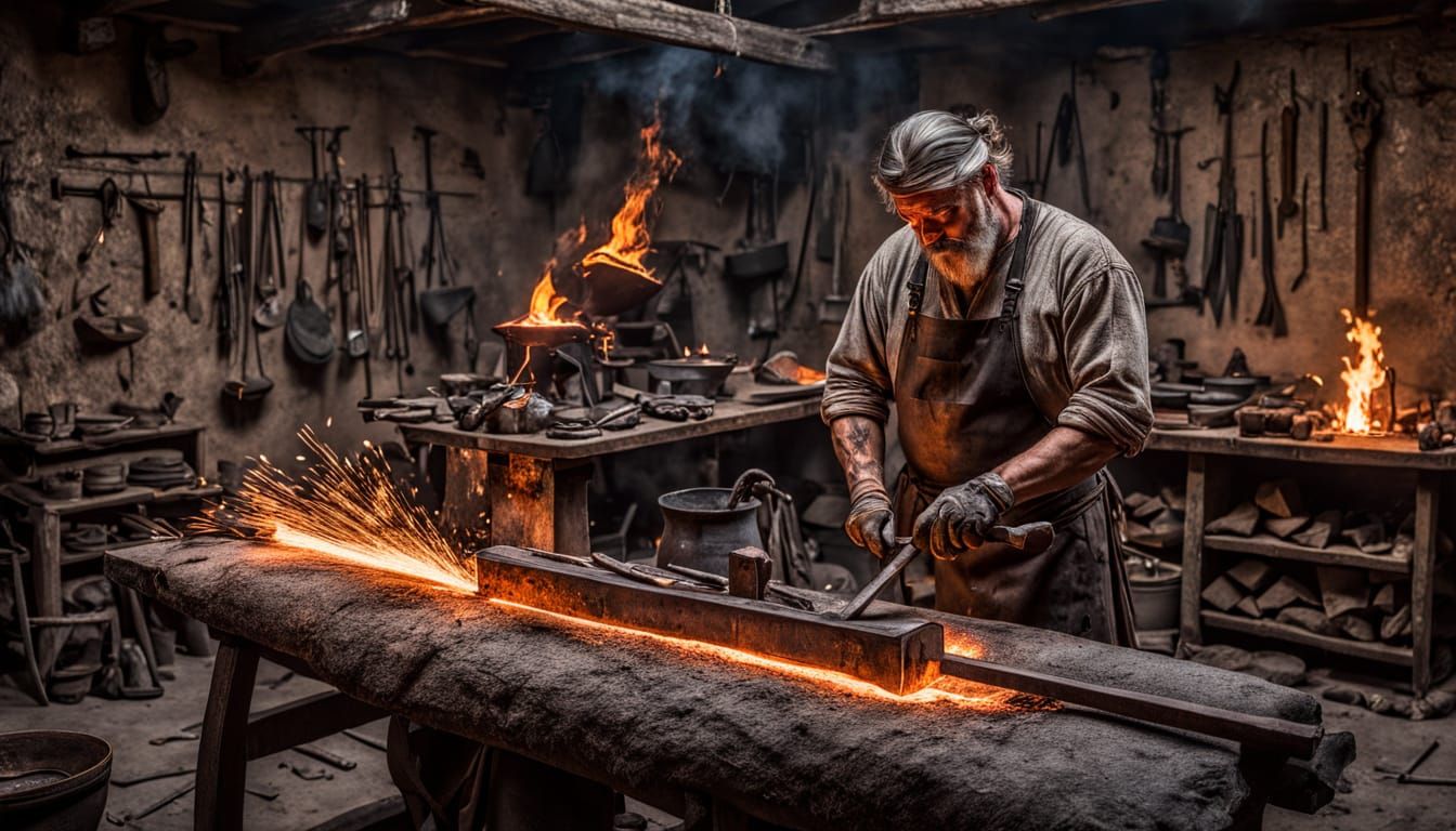 Tribal Blacksmith in Post-Collapse Iron Age Forge