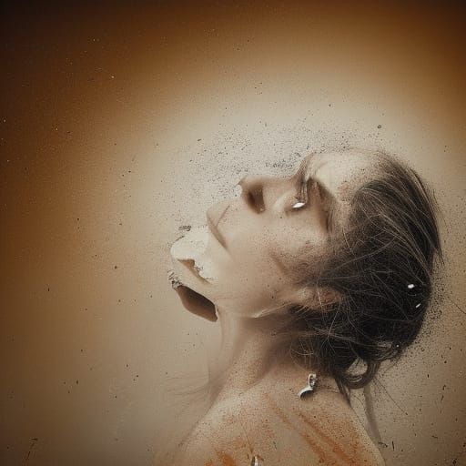 Falling Apart Portrait in Hyperdetailed Style