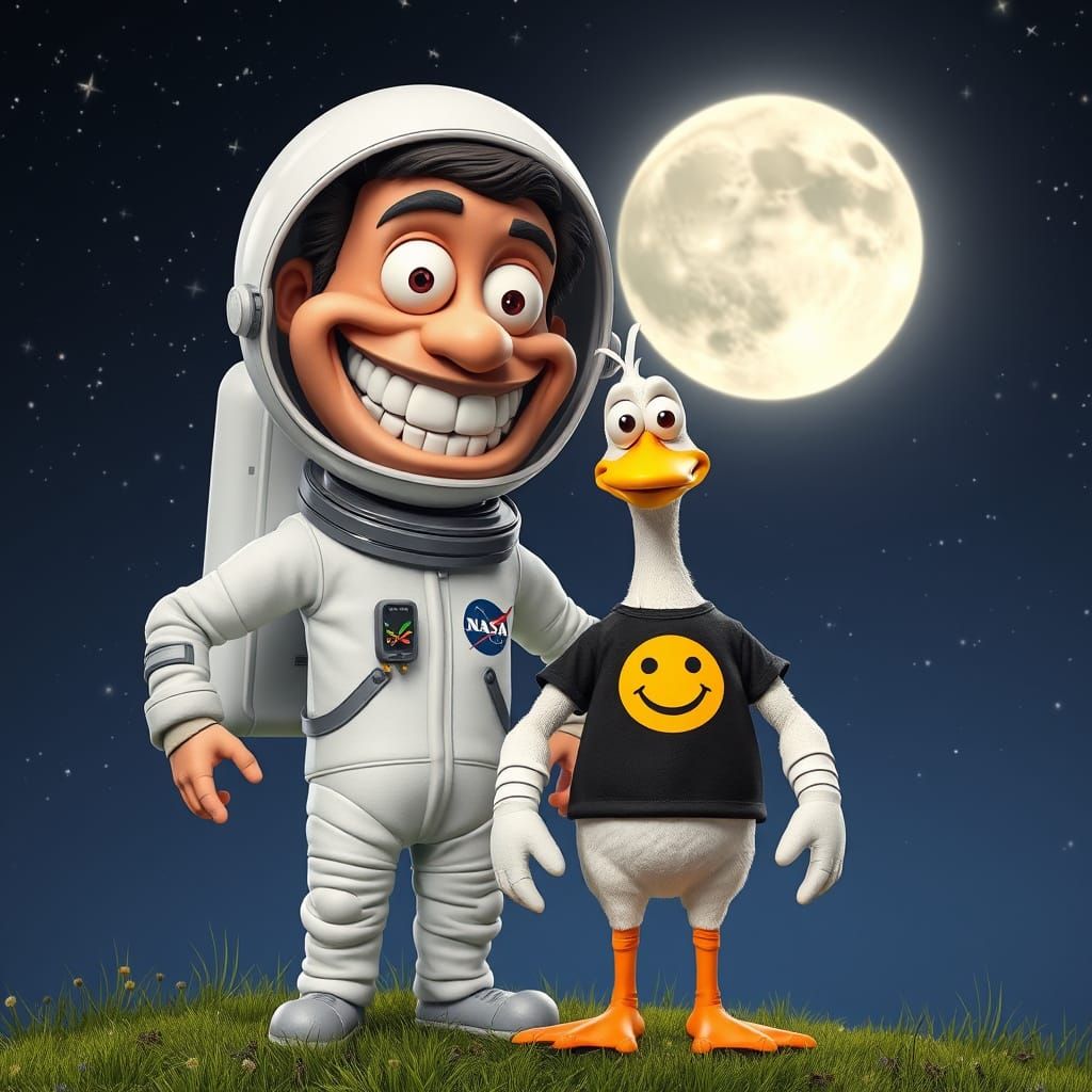 Humorous Space Explorer in Claymation Style