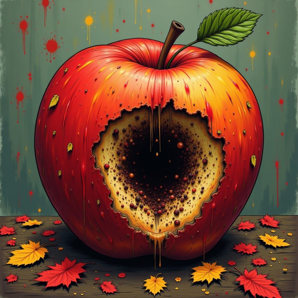 Rotten Apple Portrait in Digital Painting Style