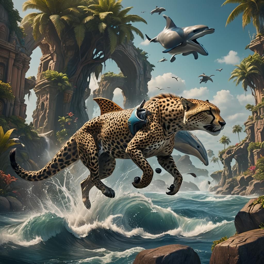 Cheetah-Dolphin Hybrid Navigating Land and Water