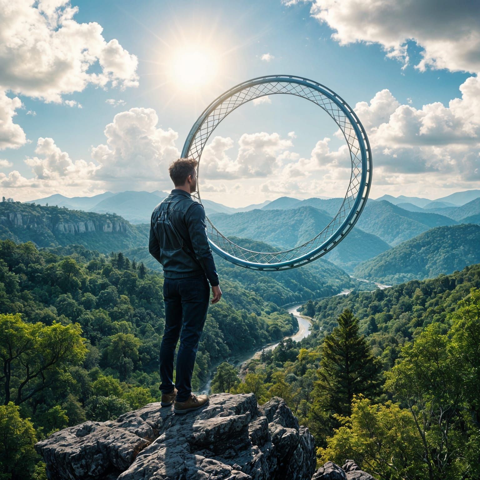 Ethereal Futuristic Landscape with Circular Structure