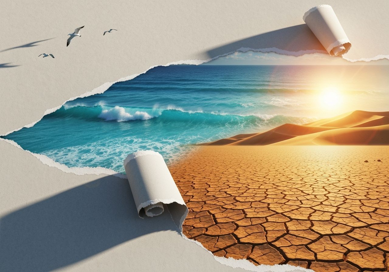 3D Optical Illusion: Ocean and Desert Worlds