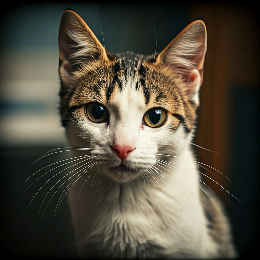 White Kitten With Brown Tabby Marks Sits On Kitchen Chair