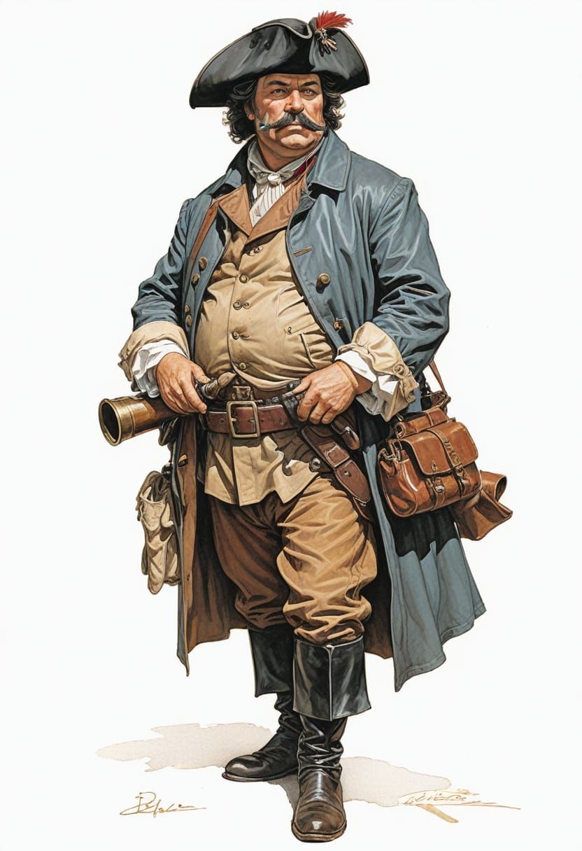 16th Century French Coachman with Blunderbuss Illustration