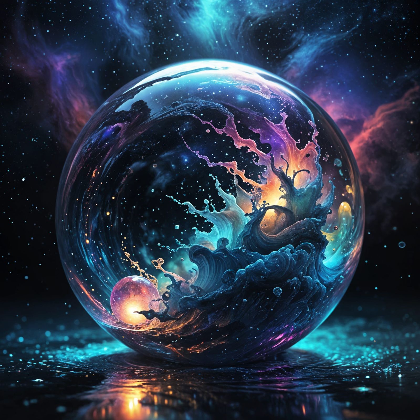 Ethereal Cosmic Orb in Vibrant Swirling Colors