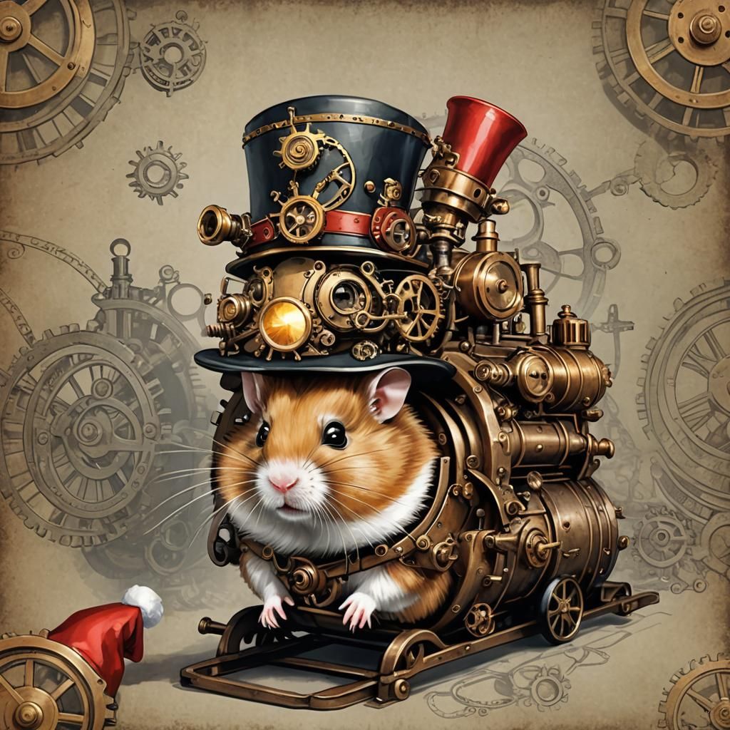 Steampunk Hamster Holiday Cheer