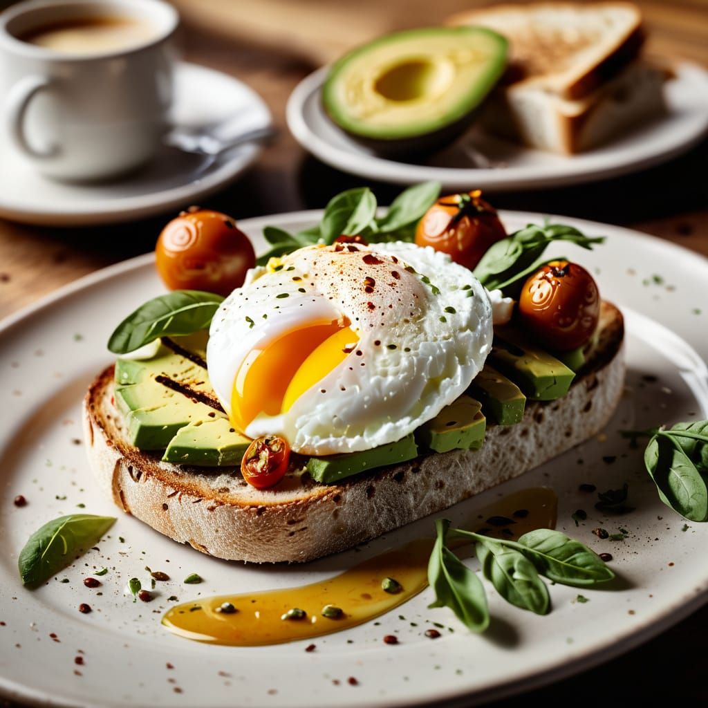 Avocado Toast with Egg in Food Photography Style