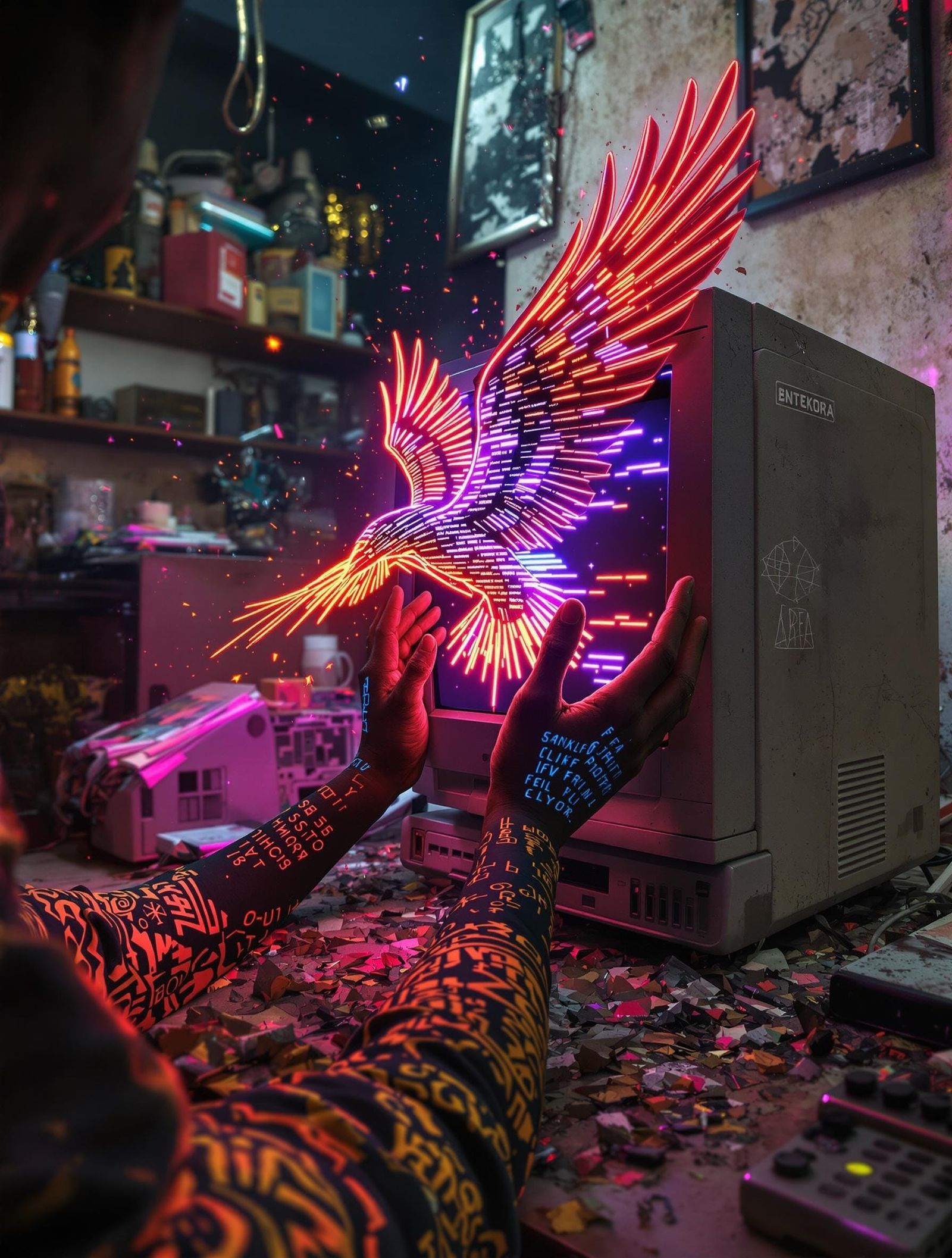 Accra Cyber-Cafe Data-Sculpture with Sankofa Bird