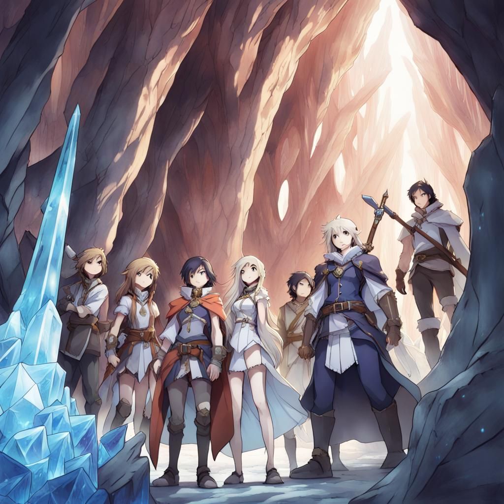 Fantasy Adventurers in Crystal Cave, Anime Art