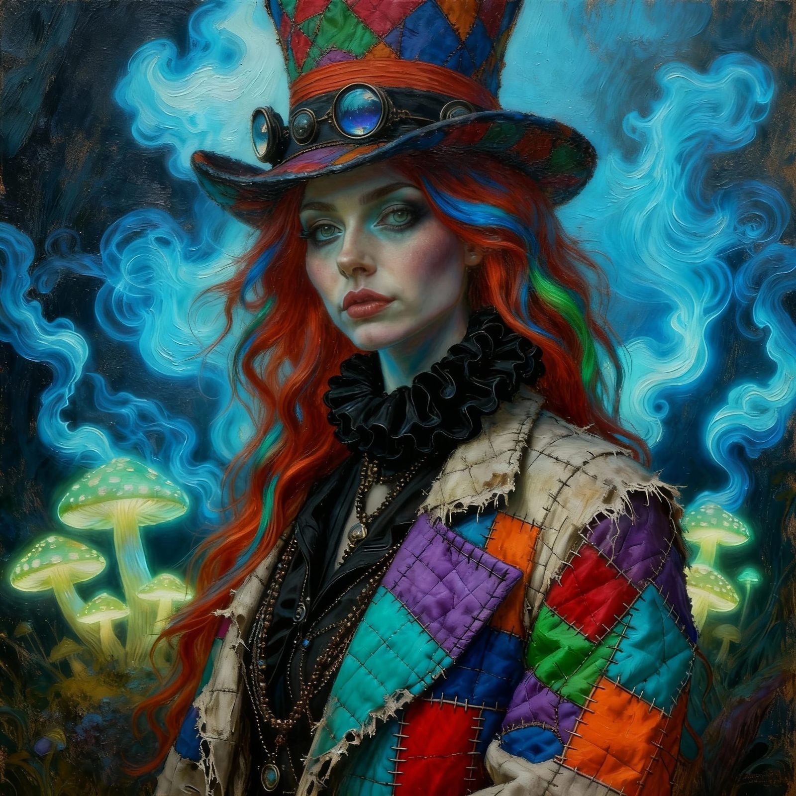 Bohemian Mad Hatter in Surrealist Oil Painting