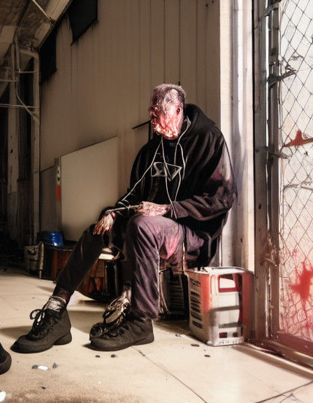 Cyberpunk Rebel Leader Performs Amidst Post-Apocalyptic Chao...