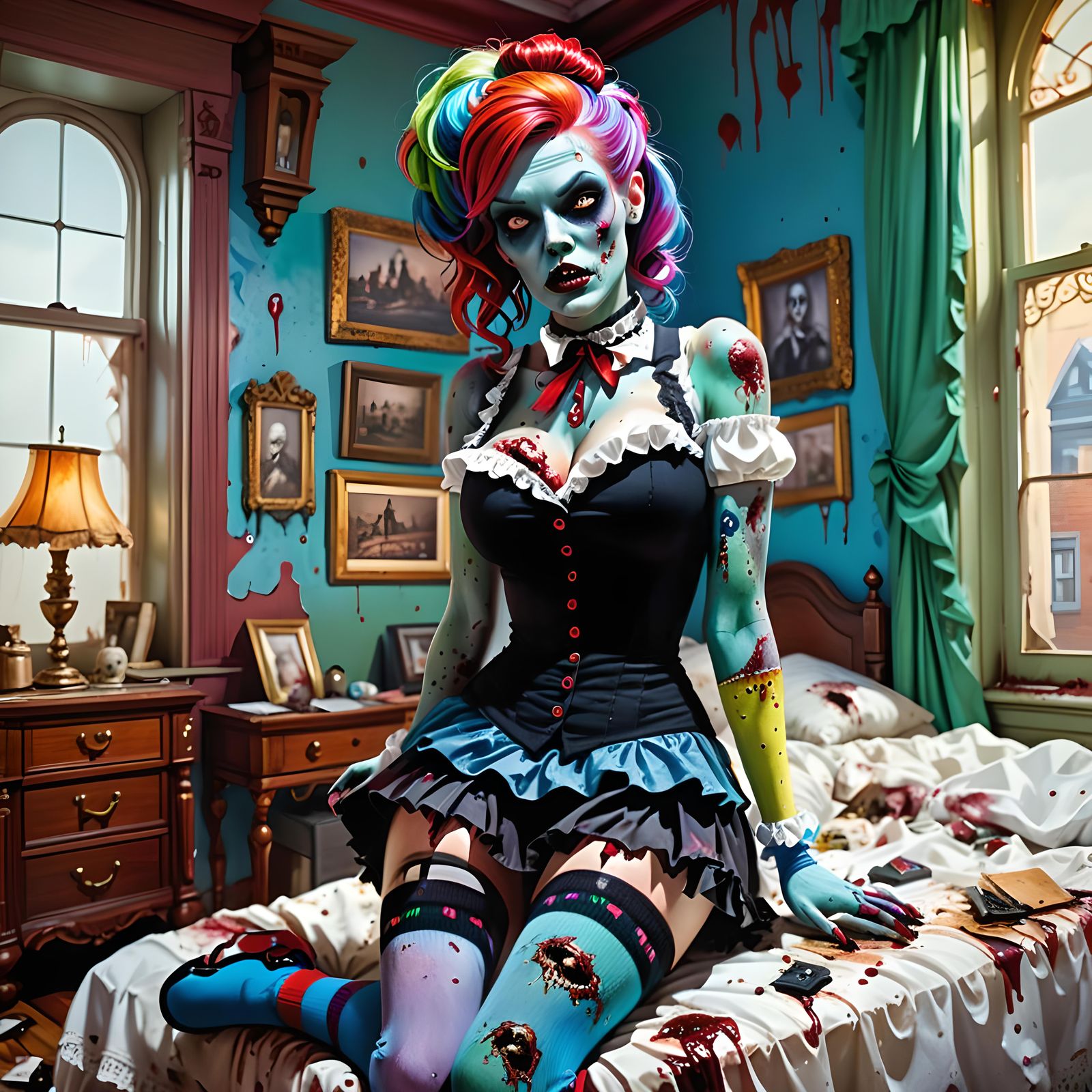 Zombie Pinup Girl in Graffiti Art Style