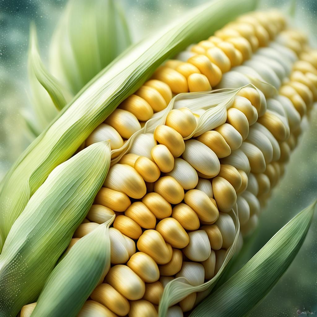 Corn Ear Close-Up in Pastel Colors