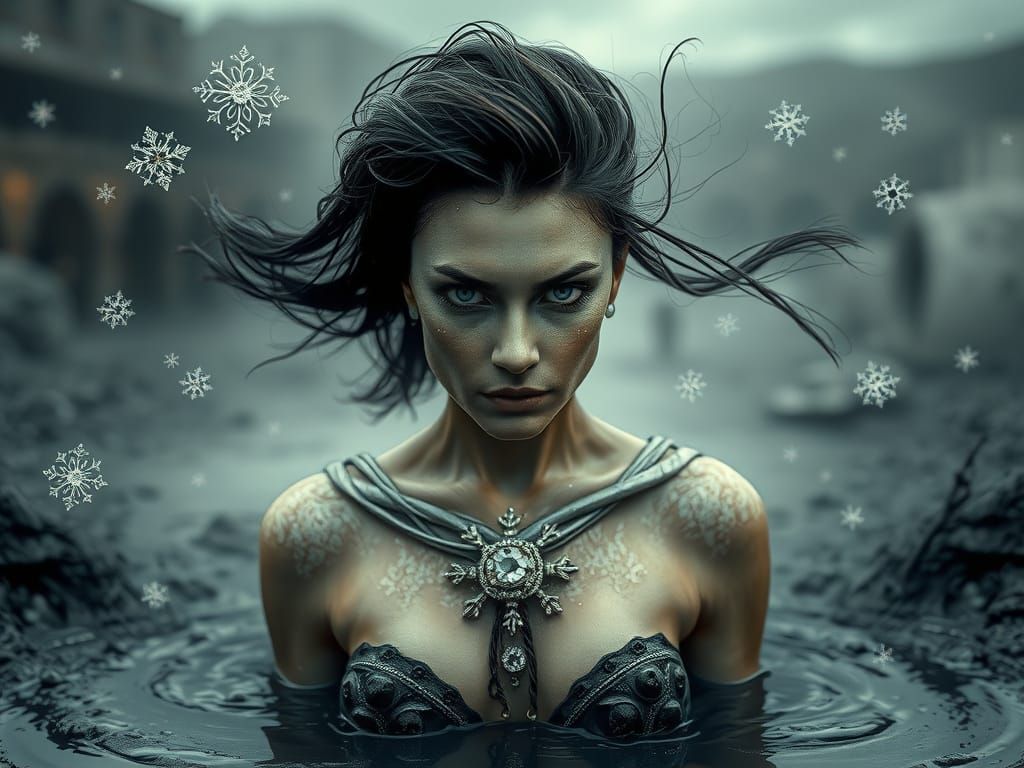 Labradorite Goddess Sinks into Tar Pit Desolation