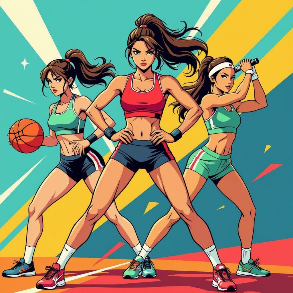 Women in Sports Poster: Bold Graphics & Dynamic Poses