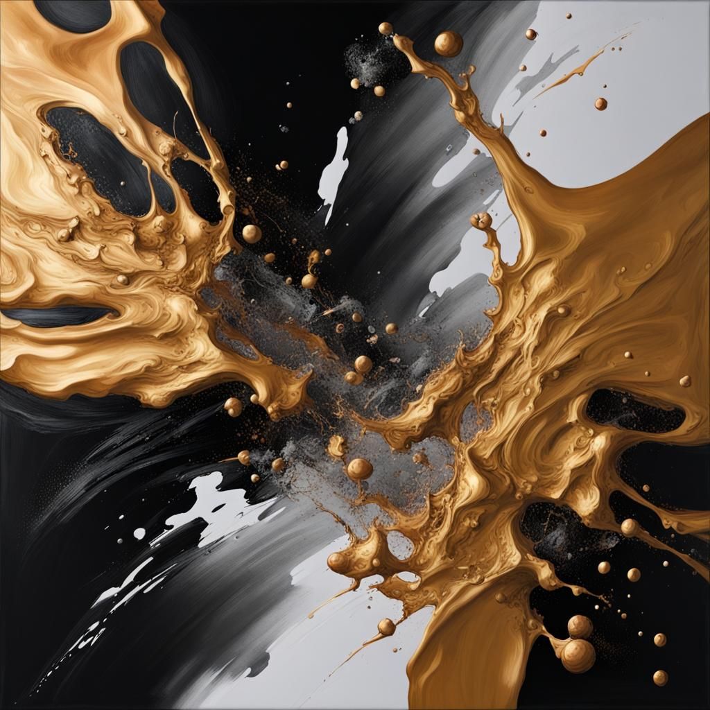 Metallic Ink Splash Paint Pouring Art