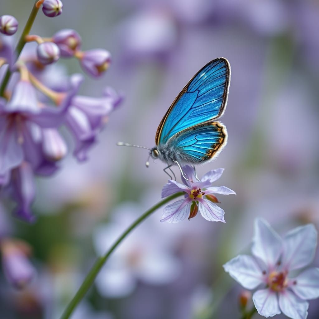 Majestic Blue Mountain Butterfly on Delicate Purple Flower