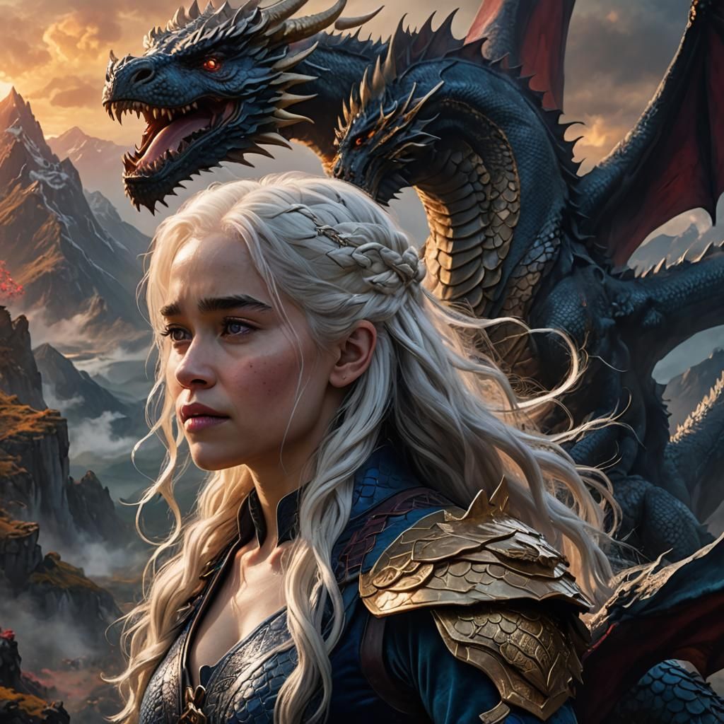 Dragon Rider: Emilia Clarke in Fantasy Art Style