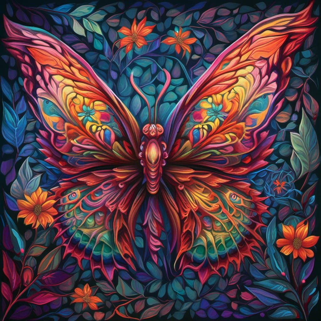 Butterfly Winged Hipster in Digital Baroque Style