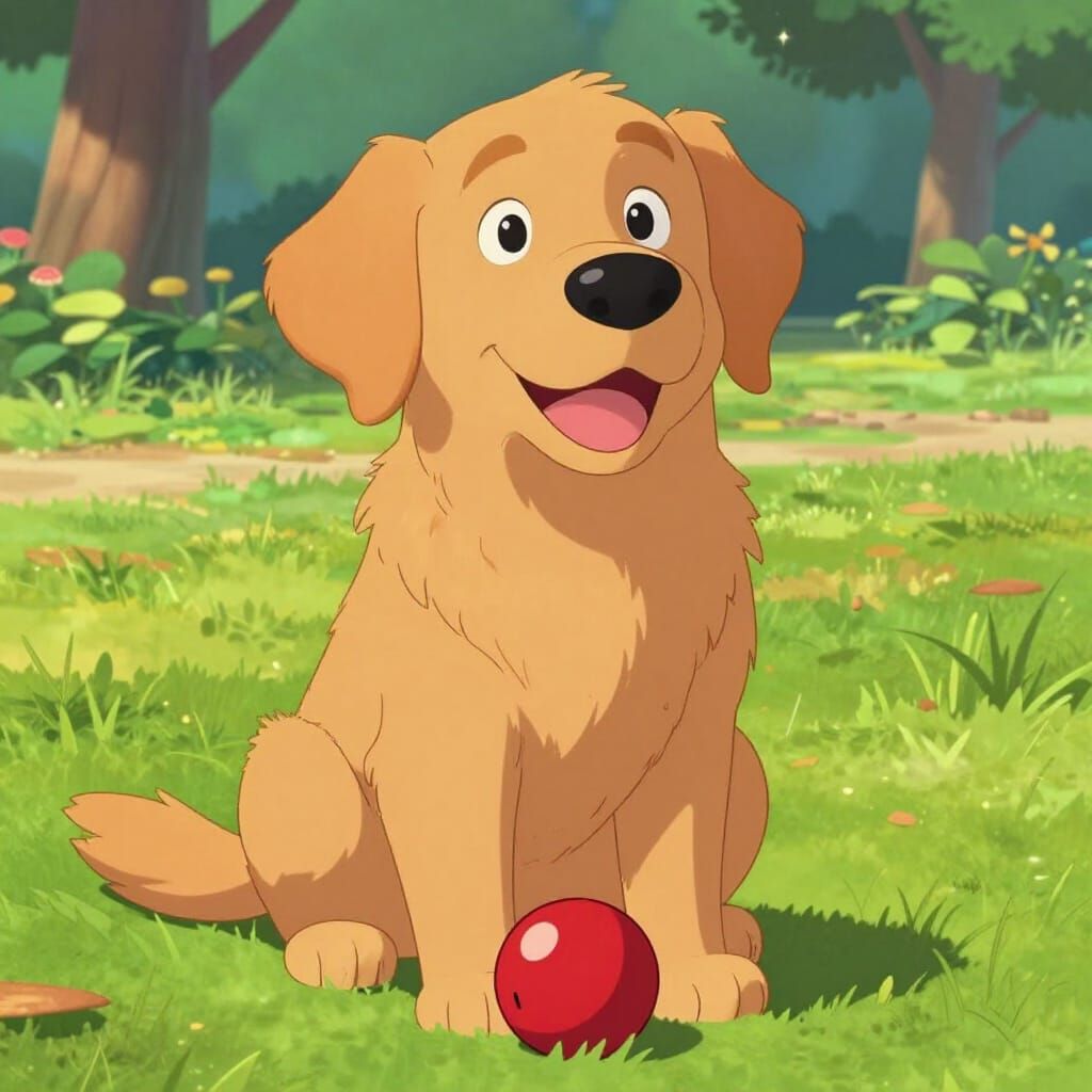 Happy Golden Retriever Toby in Sunny Park