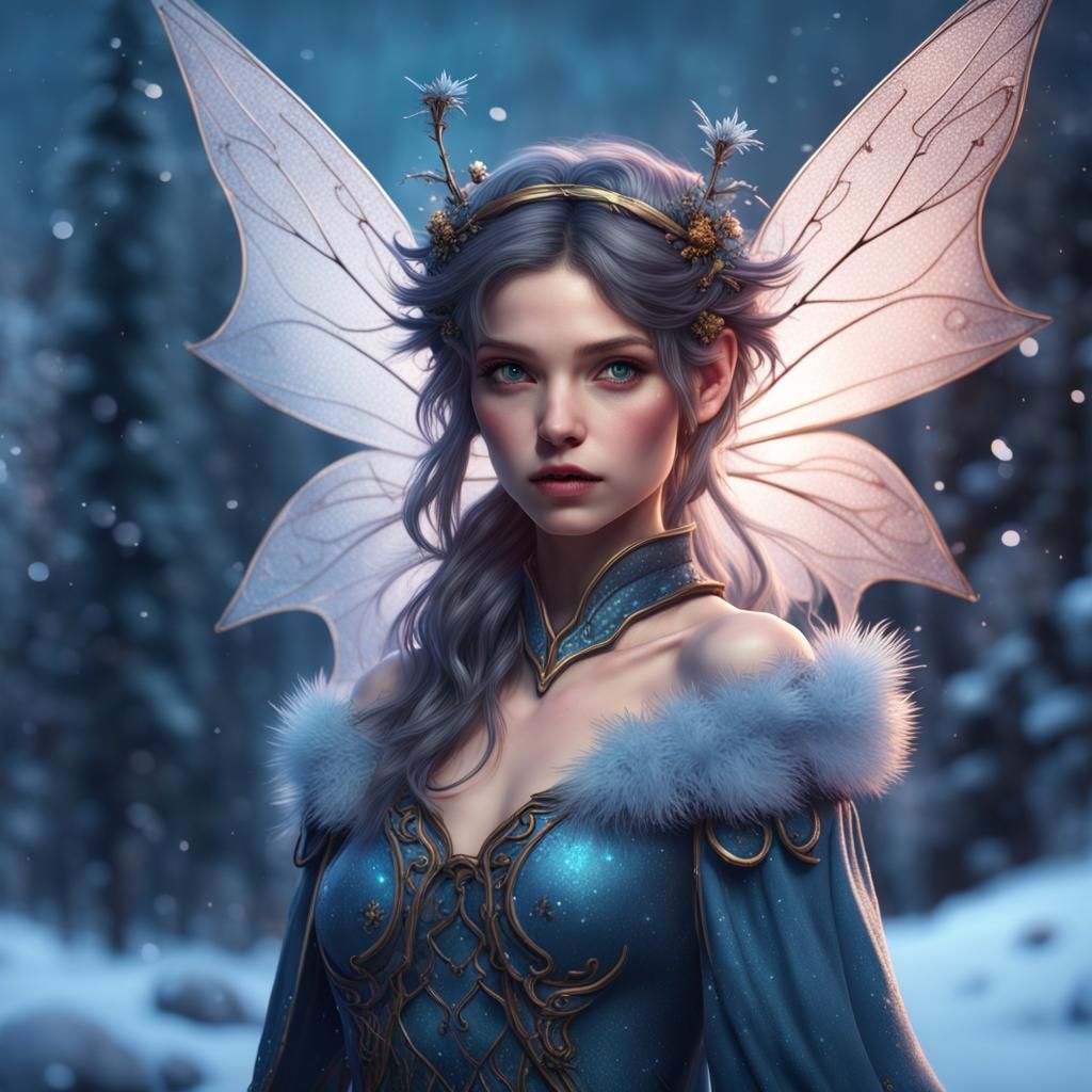 Detailed Winter Fairy Girl in Fantasy Concept Art