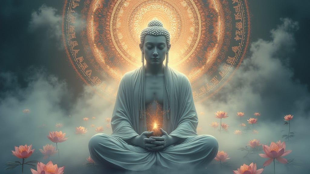 Enlightenment Aura with Mandalas in Ethereal Style