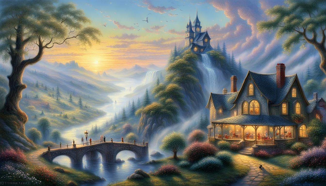 Ethereal Fantasy Scene at Golden Hour